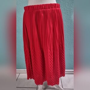 Nanette Lepore Sz M Red Pleated Pull On Skirt Elastic Waist